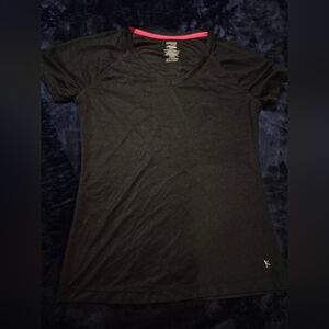 Danskin Now Black V-Neck Short Sleeve Tee